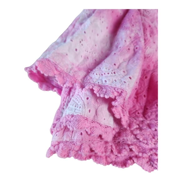 Free the Roses Pink Tie Dye Layered Ruffled Eyelet Skort Small Cotton - Picture 4 of 7